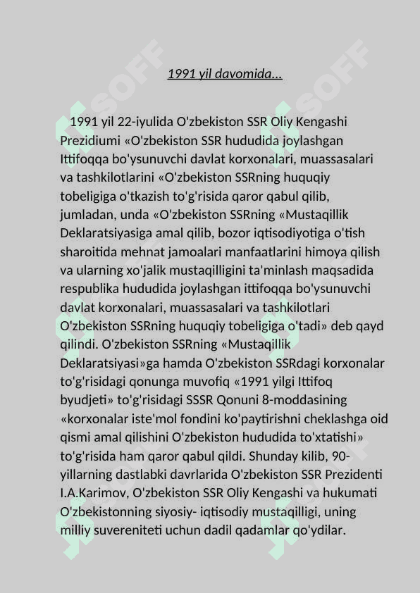 Mustaqil Oʻzbekiston Respublikasining tashkil topishi va uning tarixiy ahamiyati 3