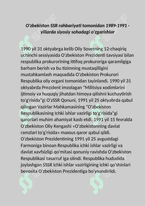 Mustaqil Oʻzbekiston Respublikasining tashkil topishi va uning tarixiy ahamiyati 4