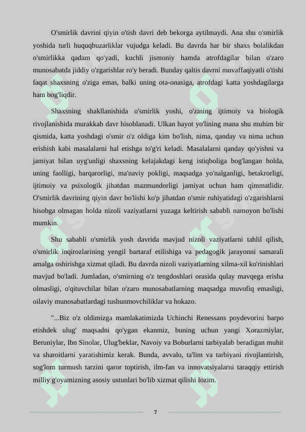 O’smirning nizoli xulq – atvorini guruhdagi tengdoshlari munosabatiga ta’siri 7