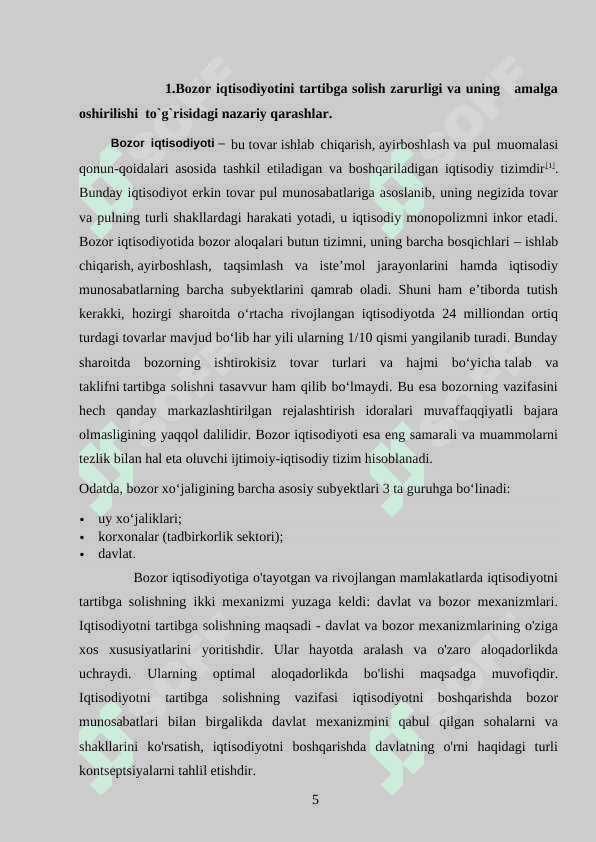 Bozor iqtisodiyotini tartibga solishda davlatning roli 5