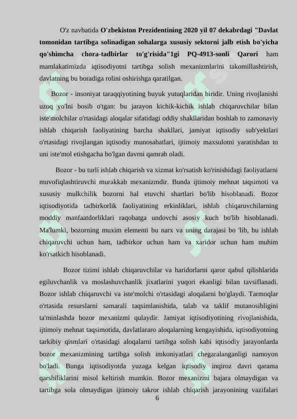 Bozor iqtisodiyotini tartibga solishda davlatning roli 6