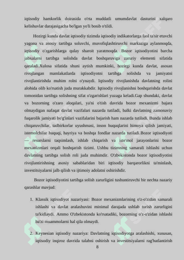 Bozor iqtisodiyotini tartibga solishda davlatning roli 8