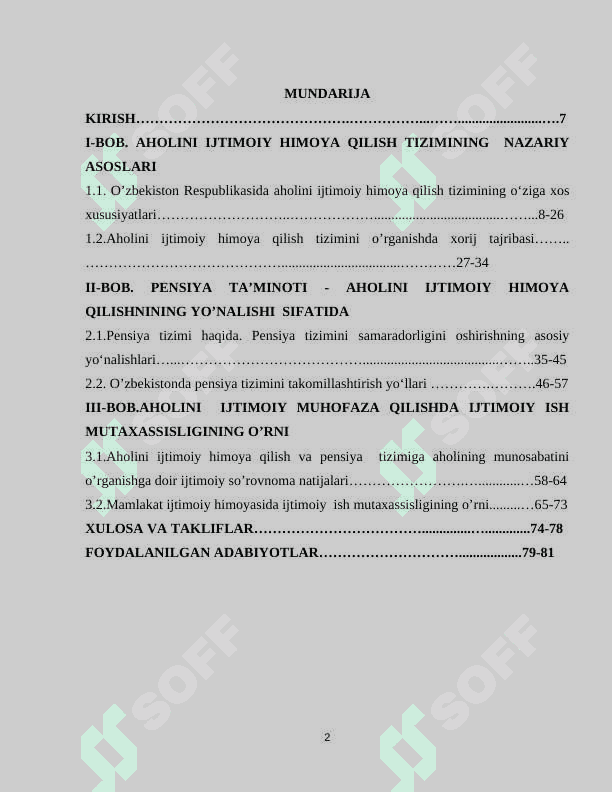 Aholini ijtimoiy himoya qilish tizimida ijtimoiy ish mutaxassisligining o’rni(pensiya ta’minoti misolida) 2