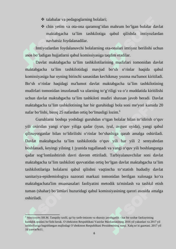 DAVLAT VA NODAVLAT MAKTABGACHA TA’LIM TASHKILOTLARINING O‘ZIGA XOS XUSUSIYATLARI 6