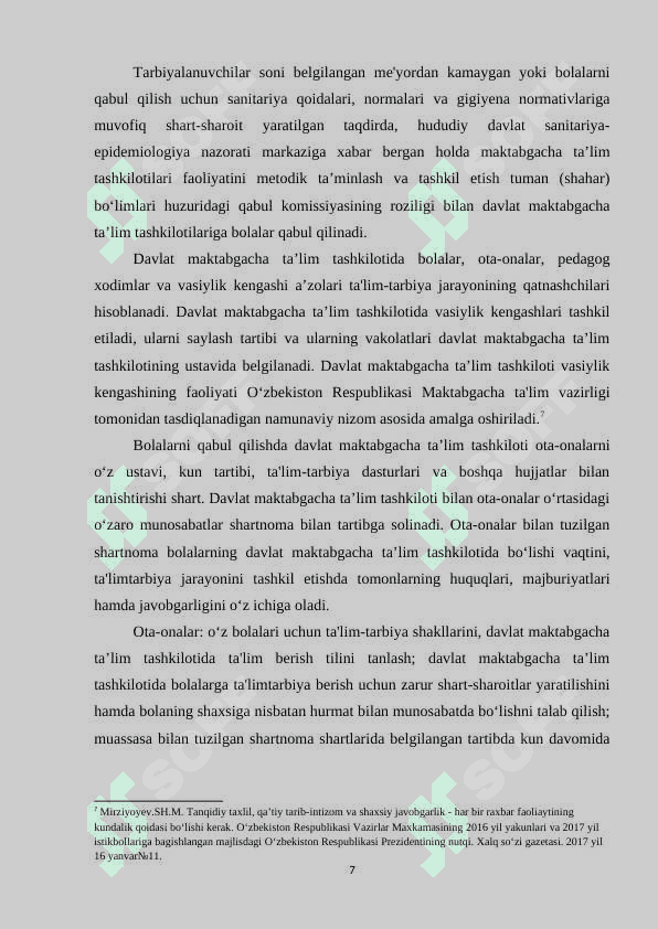 DAVLAT VA NODAVLAT MAKTABGACHA TA’LIM TASHKILOTLARINING O‘ZIGA XOS XUSUSIYATLARI 7