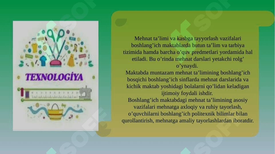TEXNOLOGIYA FANINING TARBIYADAGI O’RNI NIMADAN IBORATLIGINI ANIQLASH 4