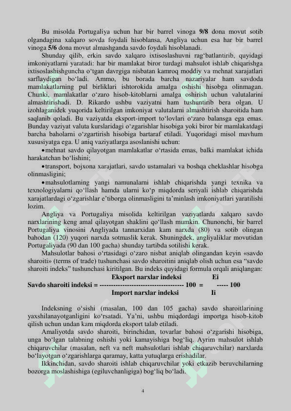 XALQARO SAVDO NAZARIYALARI. TASHQI SAVDO SIYOSATI 4
