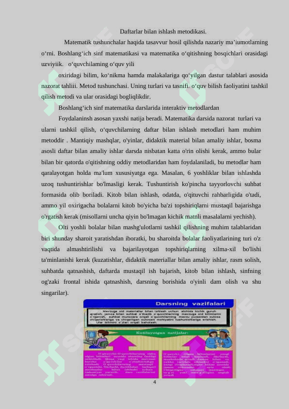 1-SINF MATEMATIKA DAFTARI BILAN ISHLASH METODIKASI 4