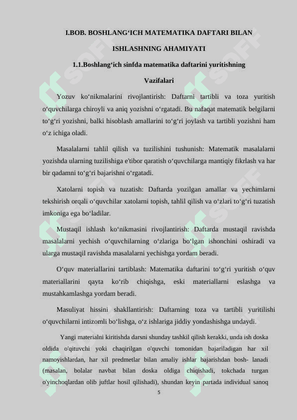 1-SINF MATEMATIKA DAFTARI BILAN ISHLASH METODIKASI 5