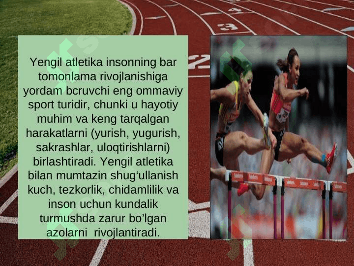 HOZIRGI ZAMON OLIMPIYA O'YINLARI DASTURIGA YENGIL ATLETIKANING O'RNI 2