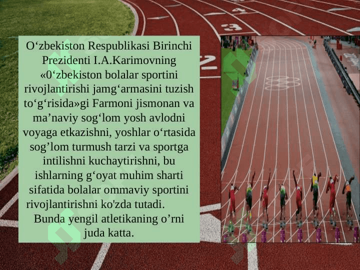 HOZIRGI ZAMON OLIMPIYA O'YINLARI DASTURIGA YENGIL ATLETIKANING O'RNI 3