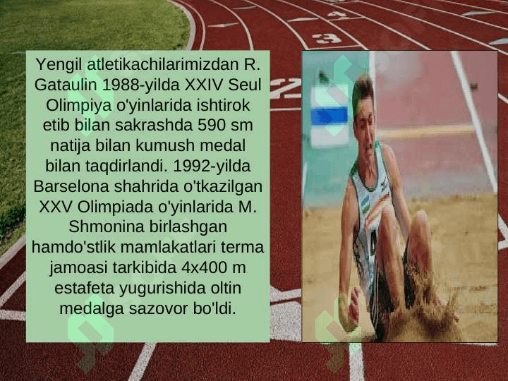 HOZIRGI ZAMON OLIMPIYA O'YINLARI DASTURIGA YENGIL ATLETIKANING O'RNI 7