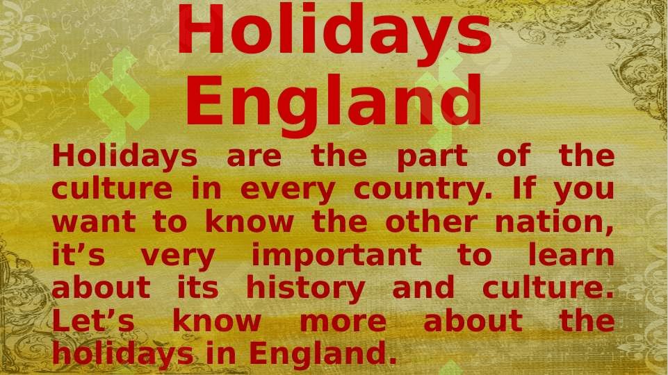 Holidays England 2