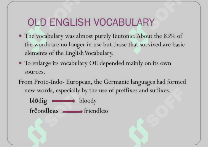 Historical development of English vocabulary in Old English periodHistorical development of English vocabulary in Old English period 2
