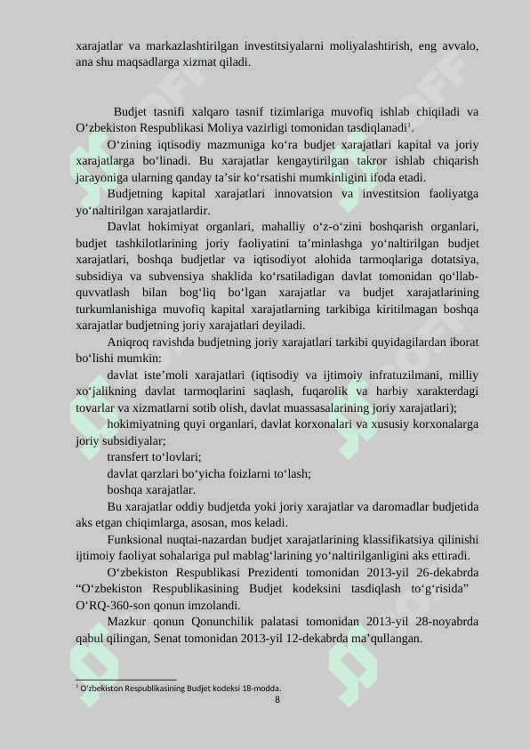 Tuman moliya bo'limi amaliyot hisoboti 8