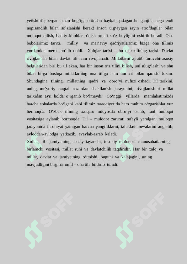 qadring baland bo`lsin ona tilim 2