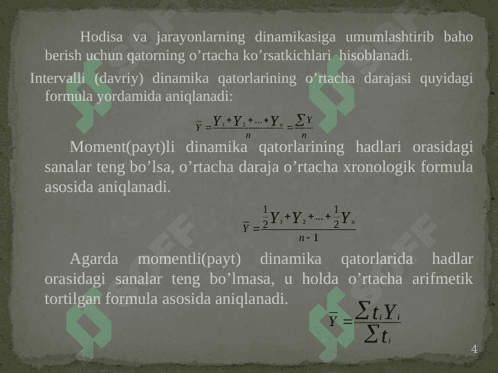 Vaqtli qatorlar 4
