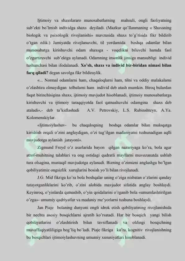 O’quvchilar jamoasining shaxs rivojlanishidagi o’rni 2