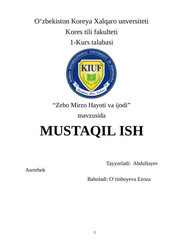 Zebo Mirzo Hayoti va ijodi