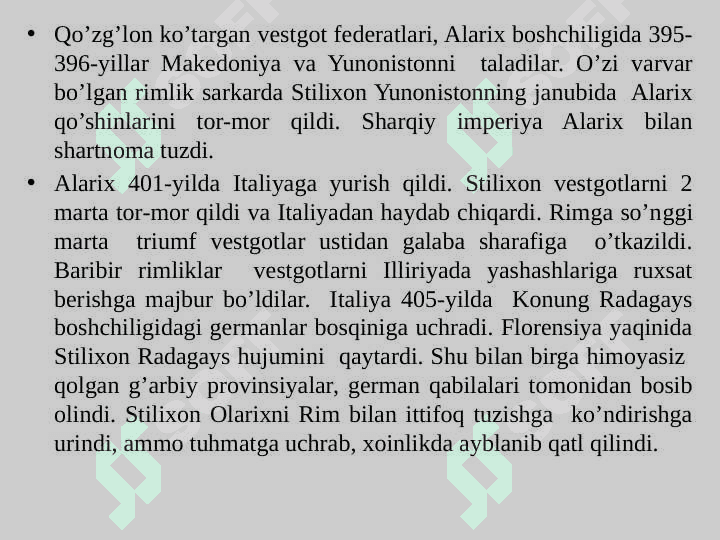 G’arbiy Rim imperiyasini qulashi va Rim madaniyati. 4