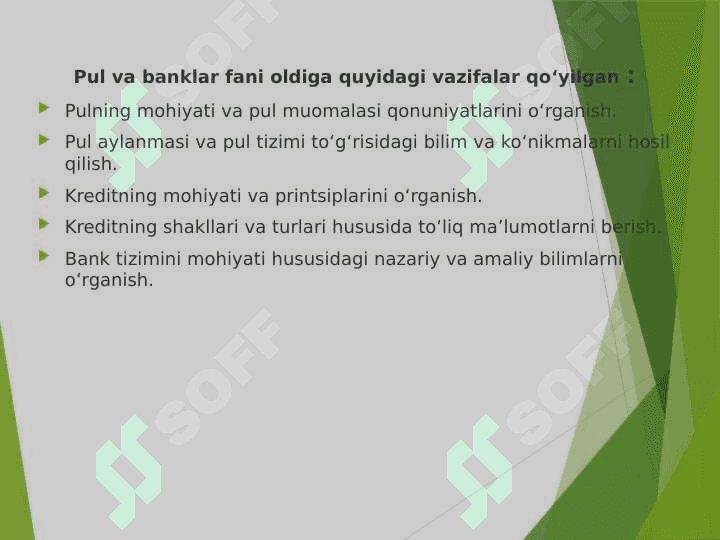 “PUL VA BANKLAR” FANIGA KIRISH. PULNING PAYDO BO’LISHI, ZARURLIGI VA FUNKSIYALARI 6