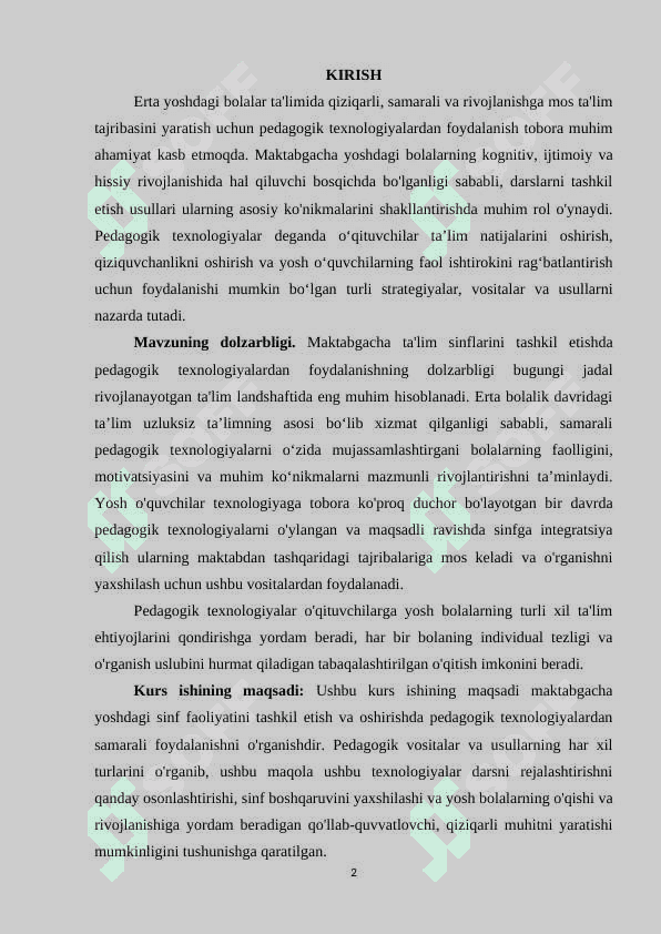 Mashgʻulotlarni tashkil etishda pedogogik texnologiyalardan foydalanish 2