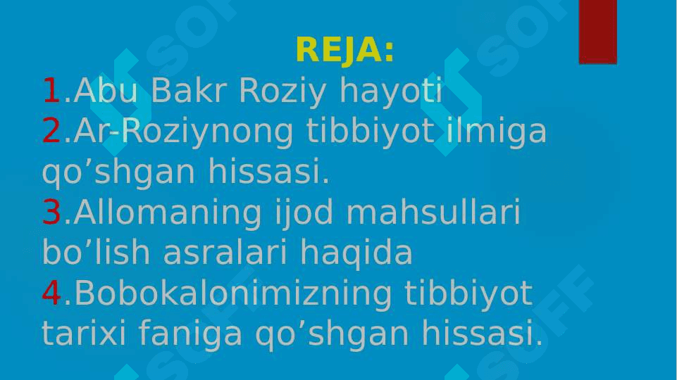 AR-ROZIY VA UNING TIBBIYOT ILMIGA QO’SHGAN HISSASI 2