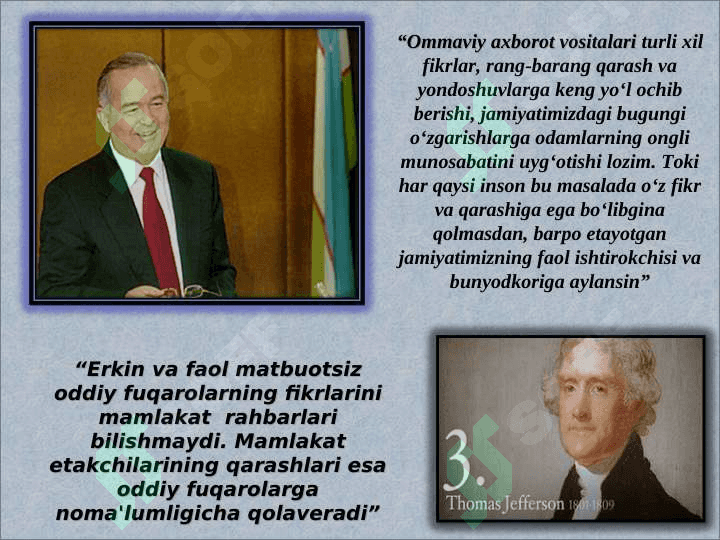 Axborot sohasini isloh qilish,axborot va so’z erkinligini ta’minlash 3