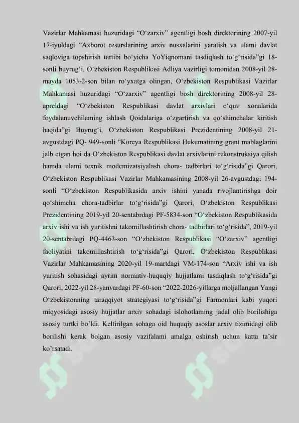 “Elektron arxivni yaratishda hujjatlarni tizimlashtirish va standartlashtirish” 7