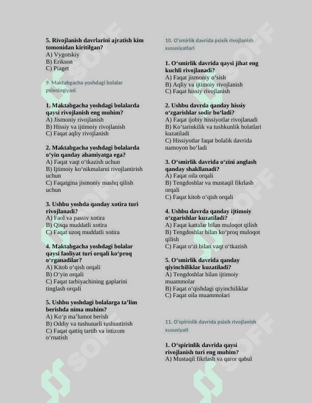 Psixologiya fanidan testlar 4
