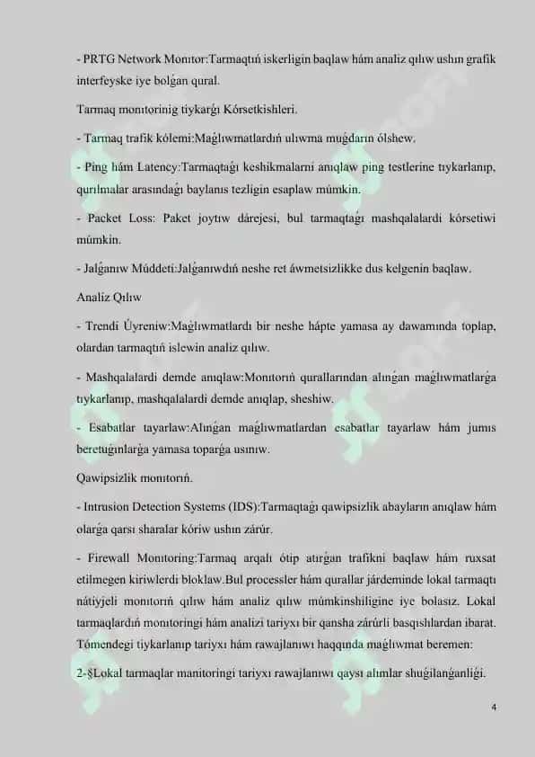 Lokal tarmaqlar manitoringi hám análiz refarati 4