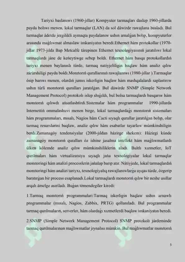 Lokal tarmaqlar manitoringi hám análiz refarati 5