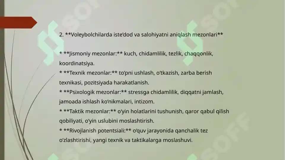Yosh sportchilarda iste’dod va salohiyatni aniqlash mezonlari 8