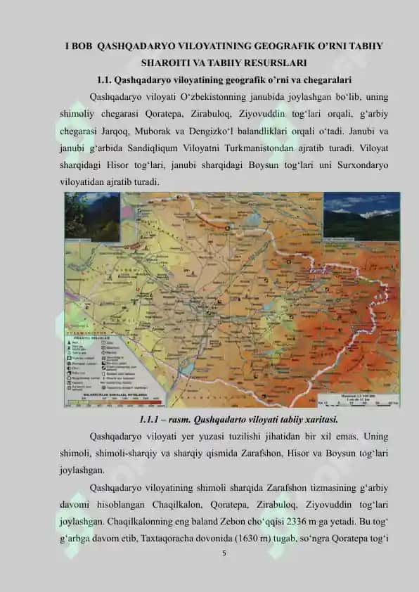 QASHQADARYO VILOYATINING TABIIY RESURSLARIDAN FOYDALANISH 5