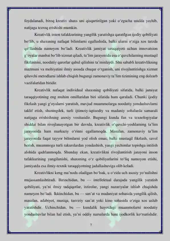 Kreativlik muammosiga zamonaviy yondashish 7