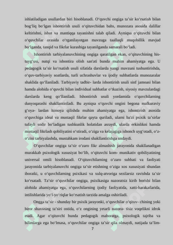 O'quvchilarga pedagogik ta’sir ko'rsatish metodikasi 7