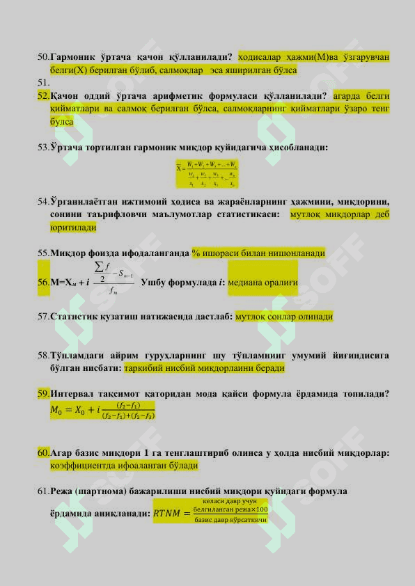 Statistika fanidan savollar 5