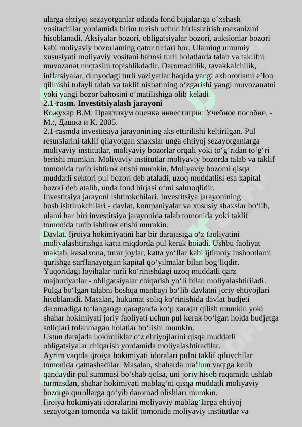 INVESTORLAR, INVESTITSIYA MAQSADLARI VA INVESTITSIYA MEXANIZMI 2