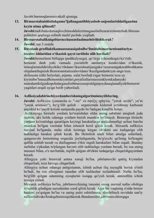 AGROS MED ИККИНЧИ ТОИФА УЧУН ЖАВОБЛАР ikkinchi toifa uchun javoblar to'plami 3
