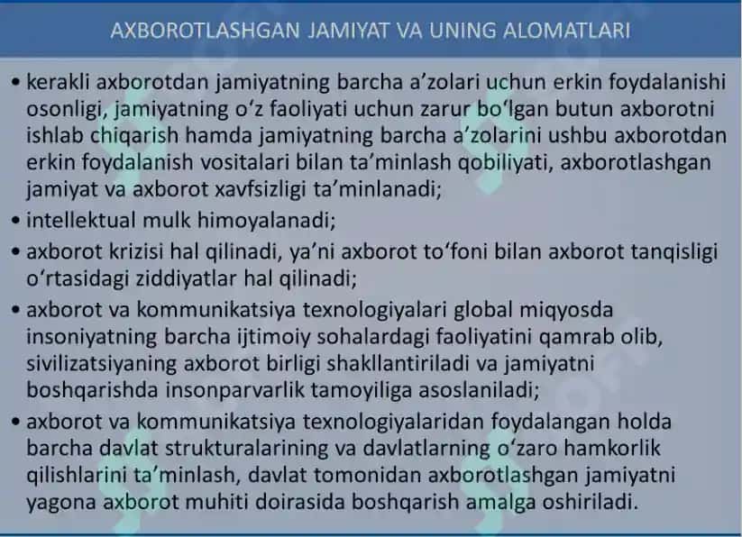 Axborotlashgan jamiyat va uning rivojlanish istiqbollari 5