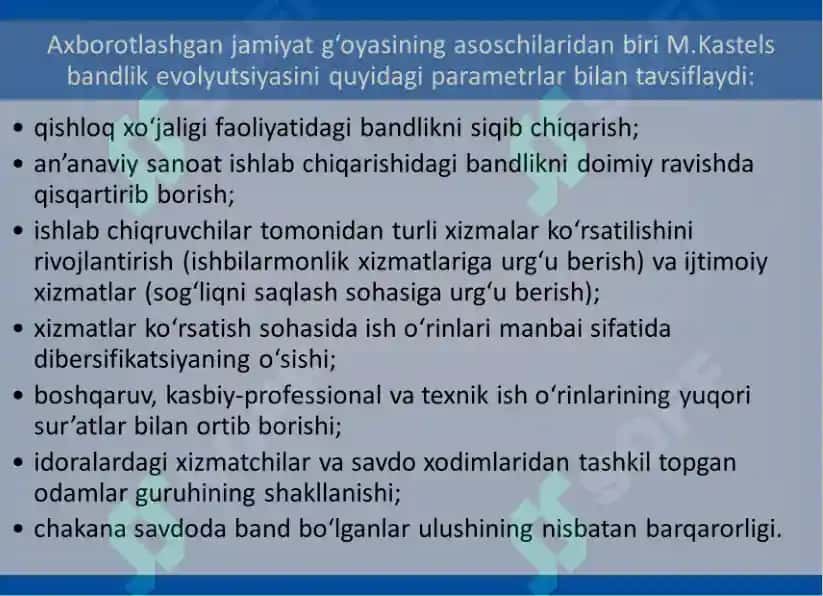 Axborotlashgan jamiyat va uning rivojlanish istiqbollari 8