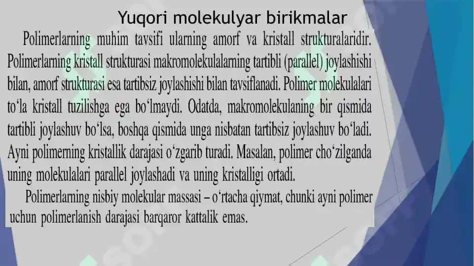 Yuqori molekulyar birikmalar 4
