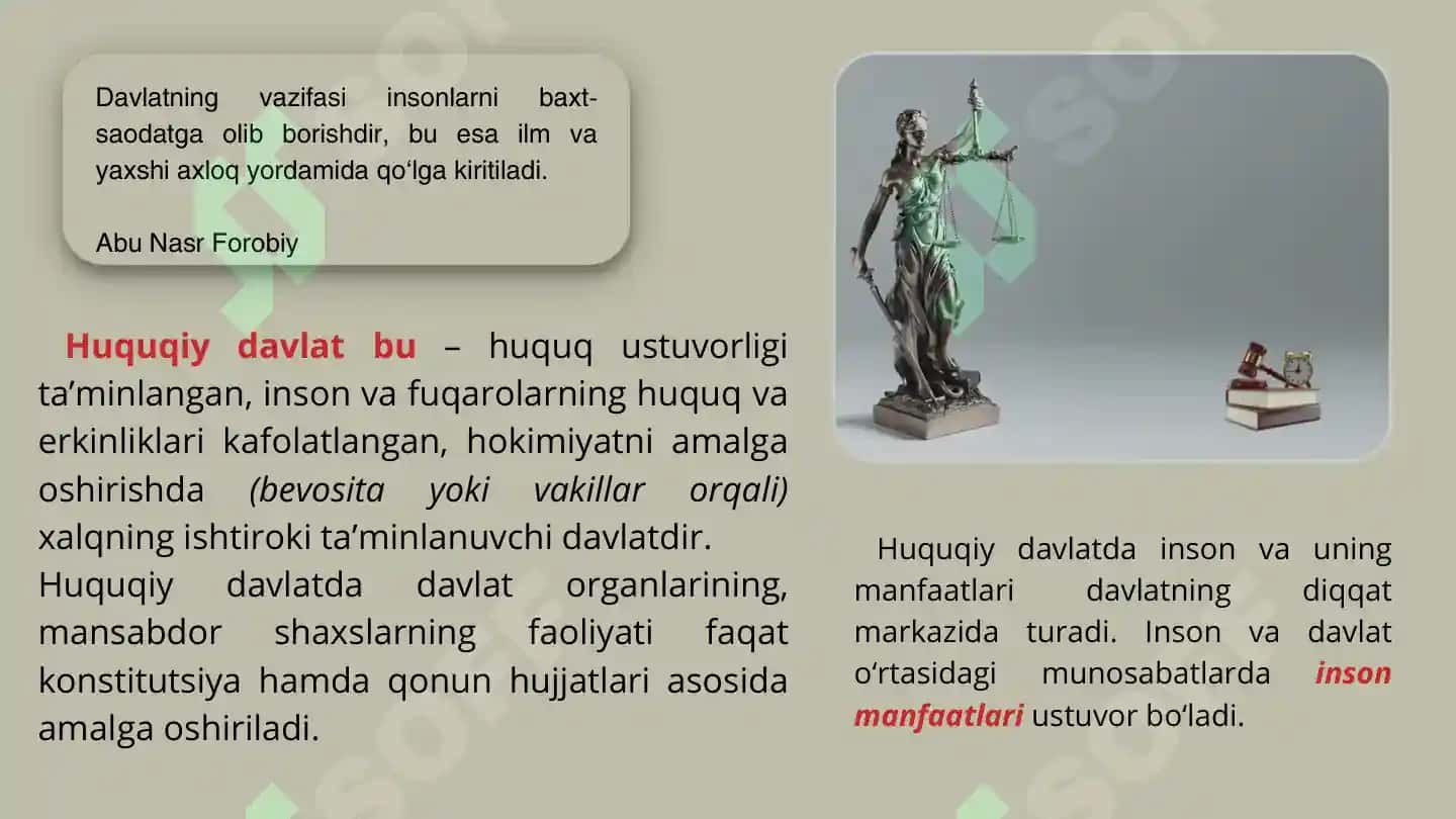 Davlat va Huquq Asoslari 9-sinf 3-mavzu 3