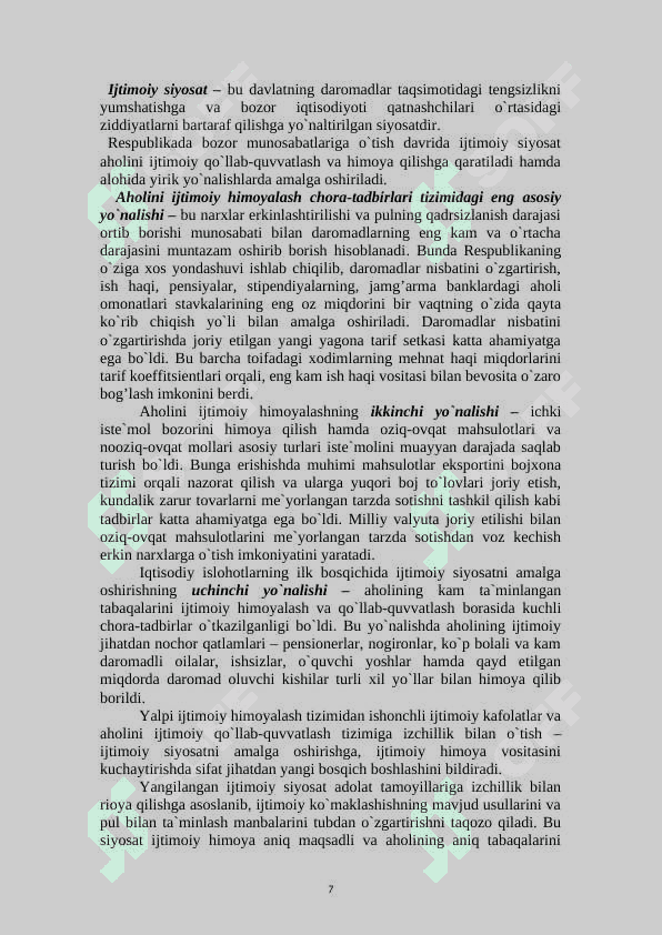 Aholi daromadlari va davlatning ijtimoiy siyosati 7