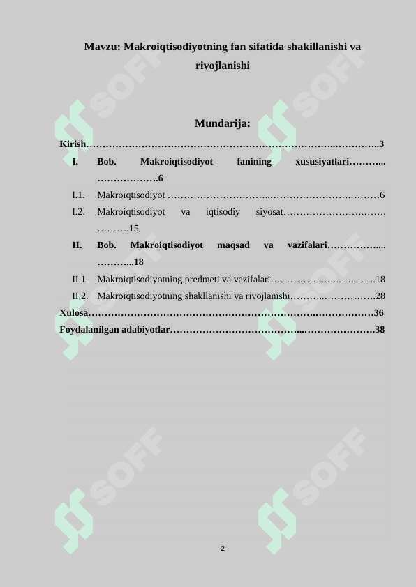 Makroiqtisodiyotning fan sifatida shakillanishi va rivojlanishi 2