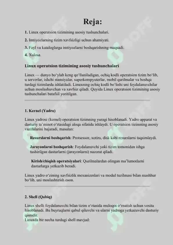 Linux OTda imtiyozlar turlari, fayl va kataloglar uchun 2
