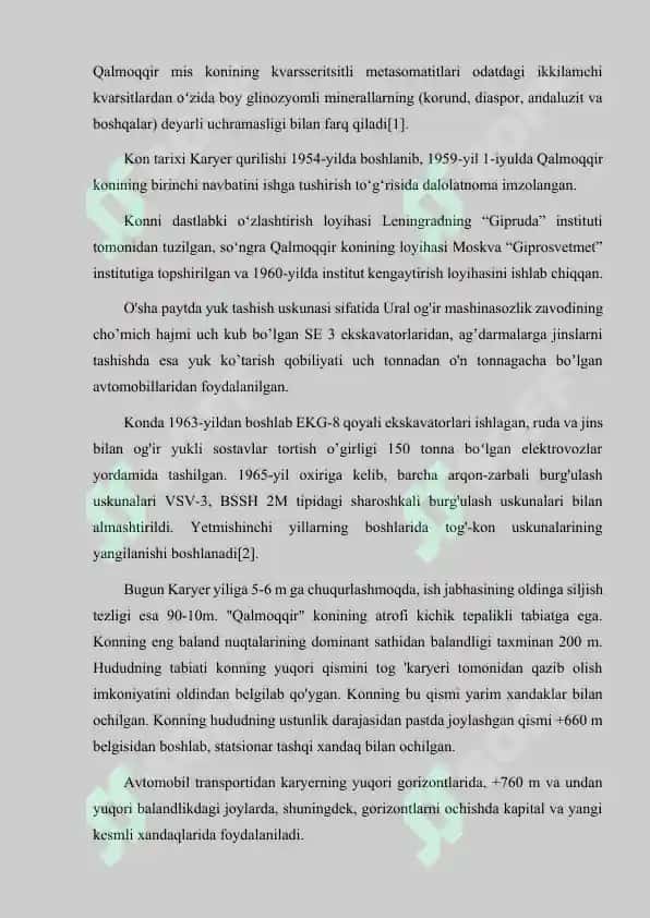 QALMOQQIR KONI GEOLOGIK TUZILISHI VA MAʼDAN TARKIBI 3
