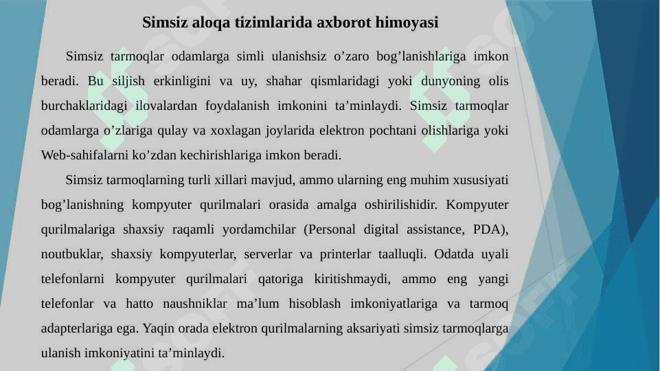 Simsiz aloqa tizimlarida axborot resurslarini himoyalash 4