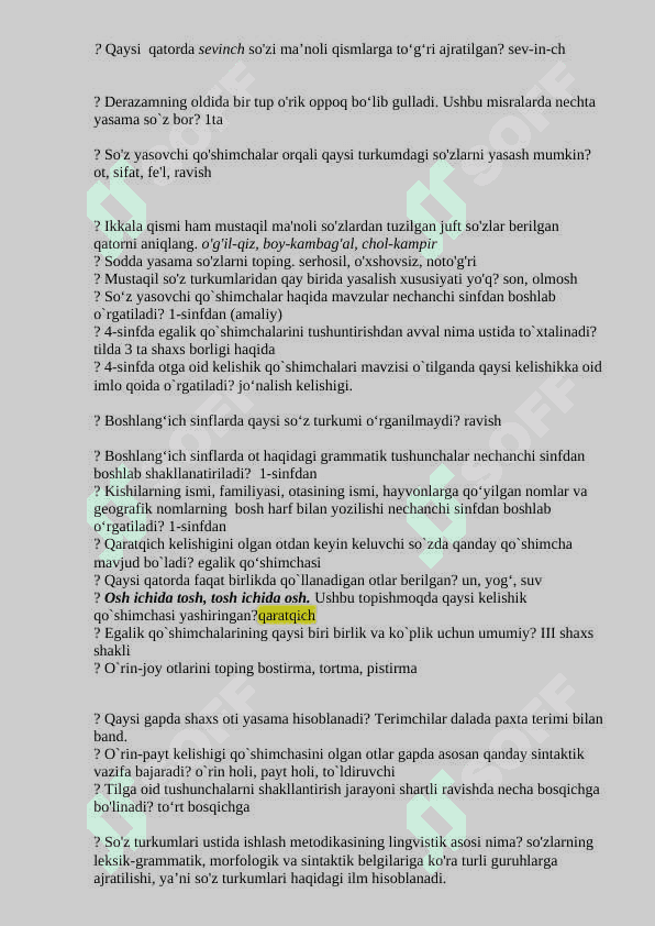 Ona tili fanidan test savollari javoblari bilan 3