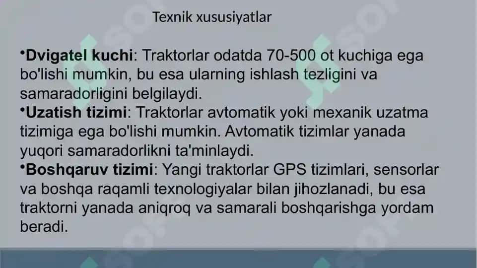 Xorijiy davlatlar firmalarida ishlab chiqarilayotgan zamonaviy traktorlarni texnik foydalanish ko'rsatkichlarini o'rganish 8